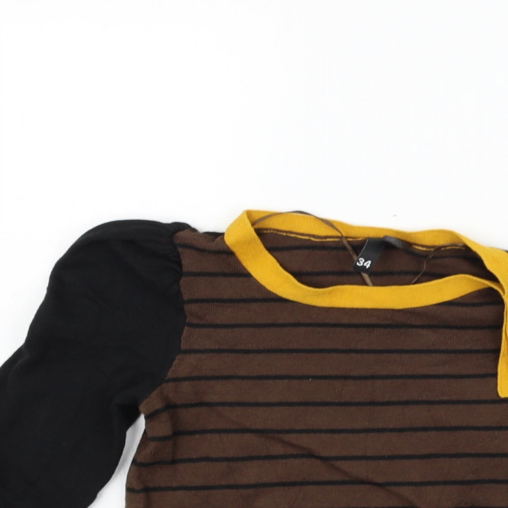 Divided Womens Black Striped  Pullover Jumper Size 6