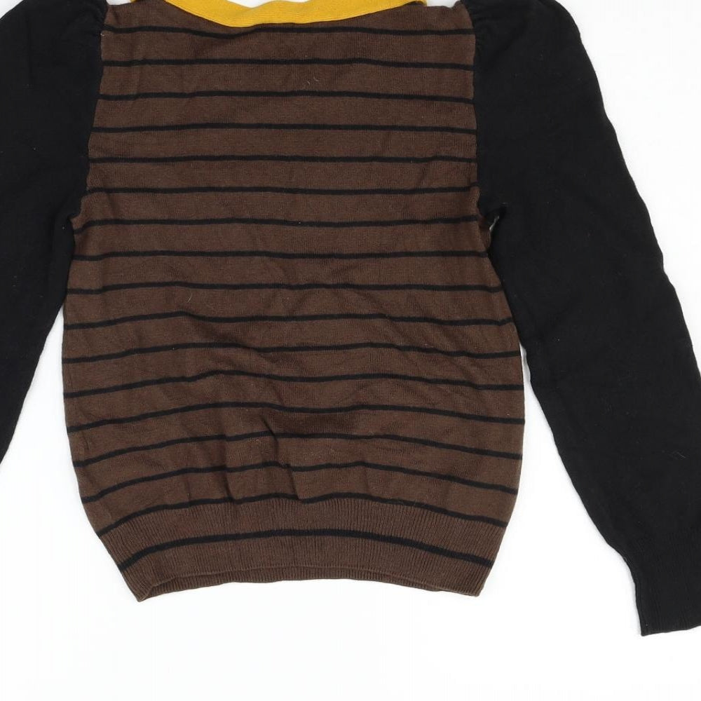 Divided Womens Black Striped  Pullover Jumper Size 6