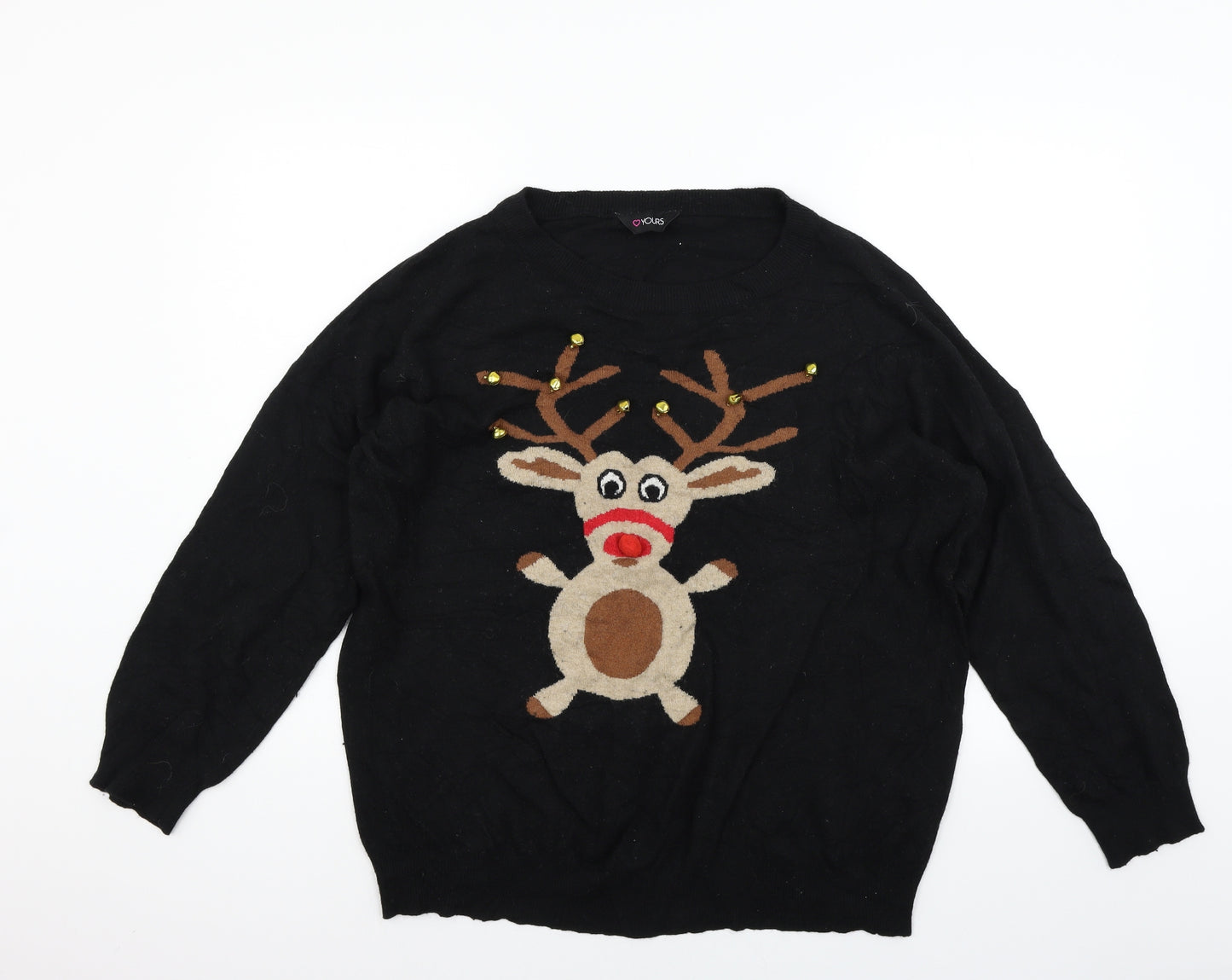 Yours Womens Black   Pullover Jumper Size 22  - Raindeer