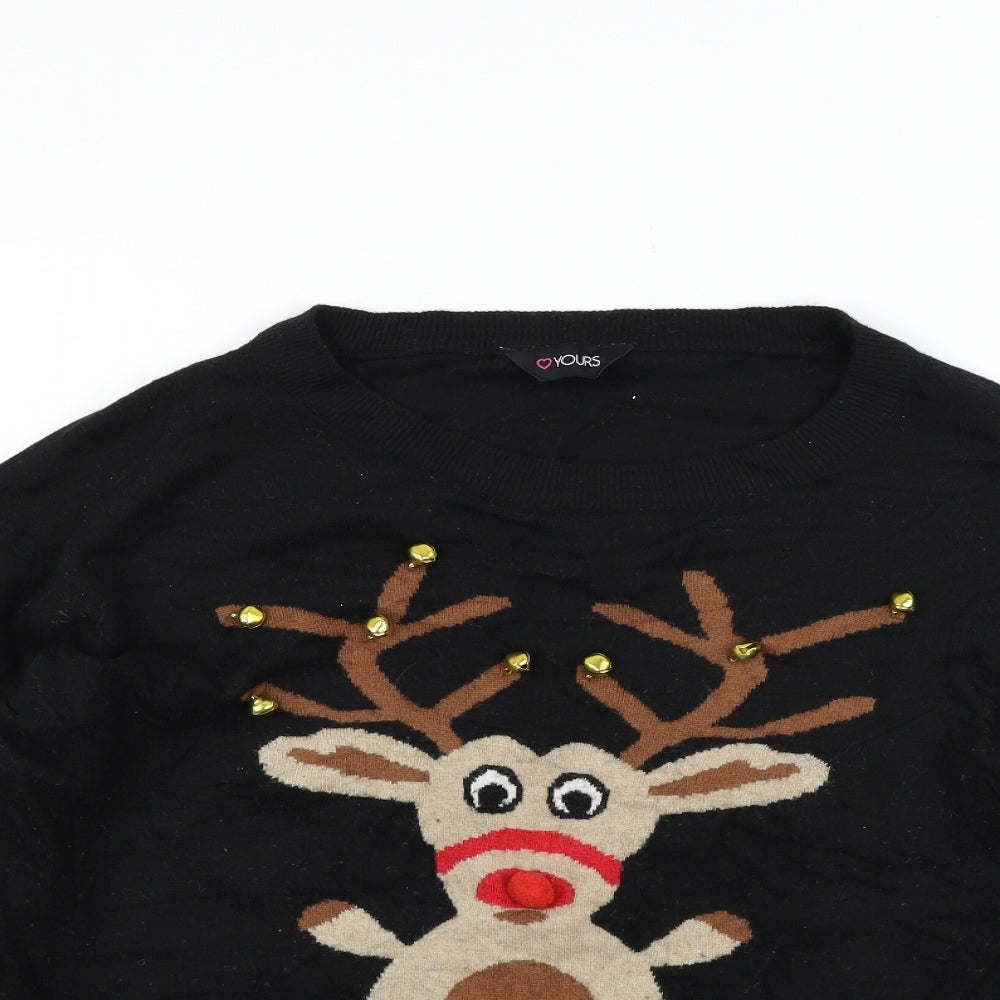 Yours Womens Black   Pullover Jumper Size 22  - Raindeer