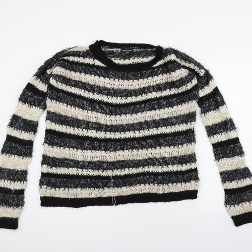 Warehouse Womens White Striped  Pullover Jumper Size 16