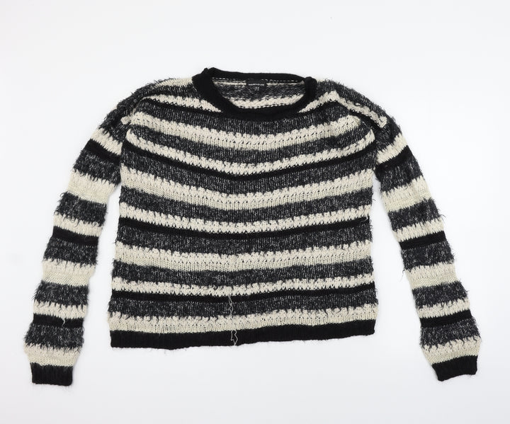 Warehouse Womens White Striped Pullover Jumper Size 16