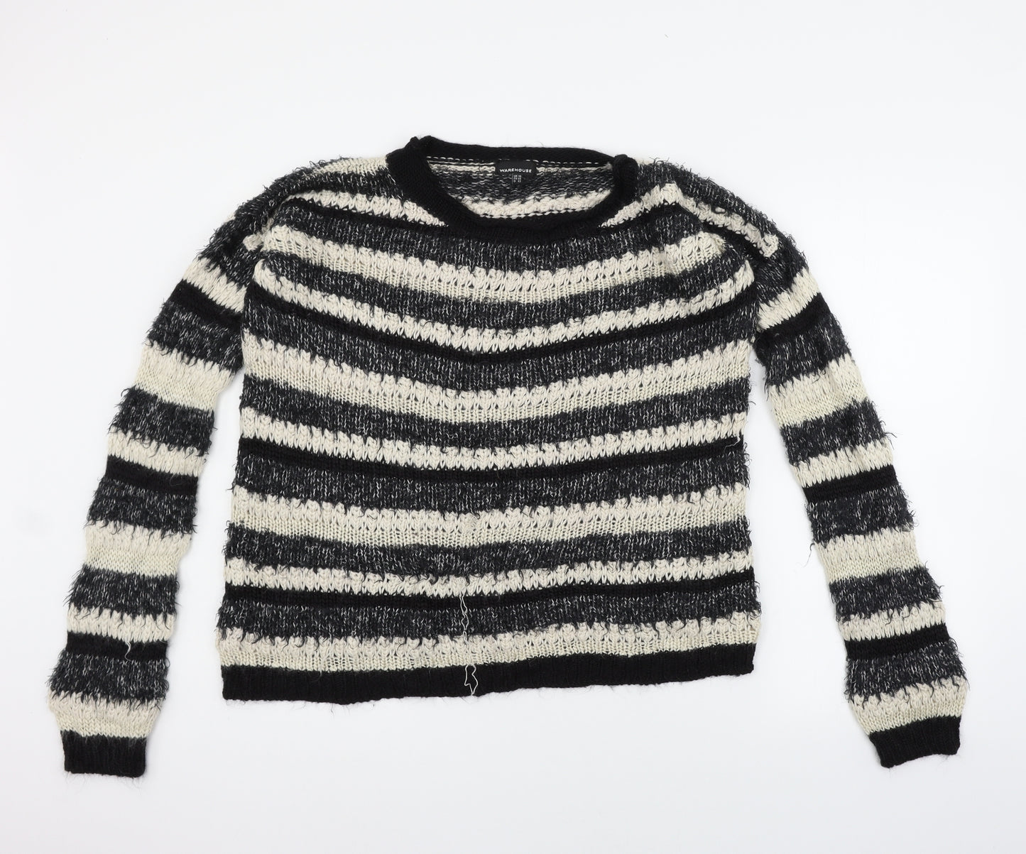 Warehouse Womens White Striped  Pullover Jumper Size 16