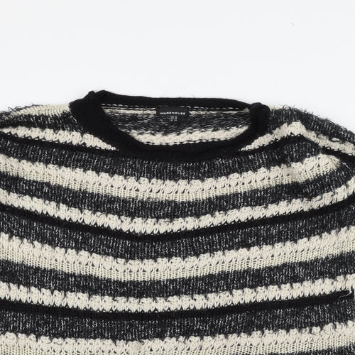 Warehouse Womens White Striped  Pullover Jumper Size 16