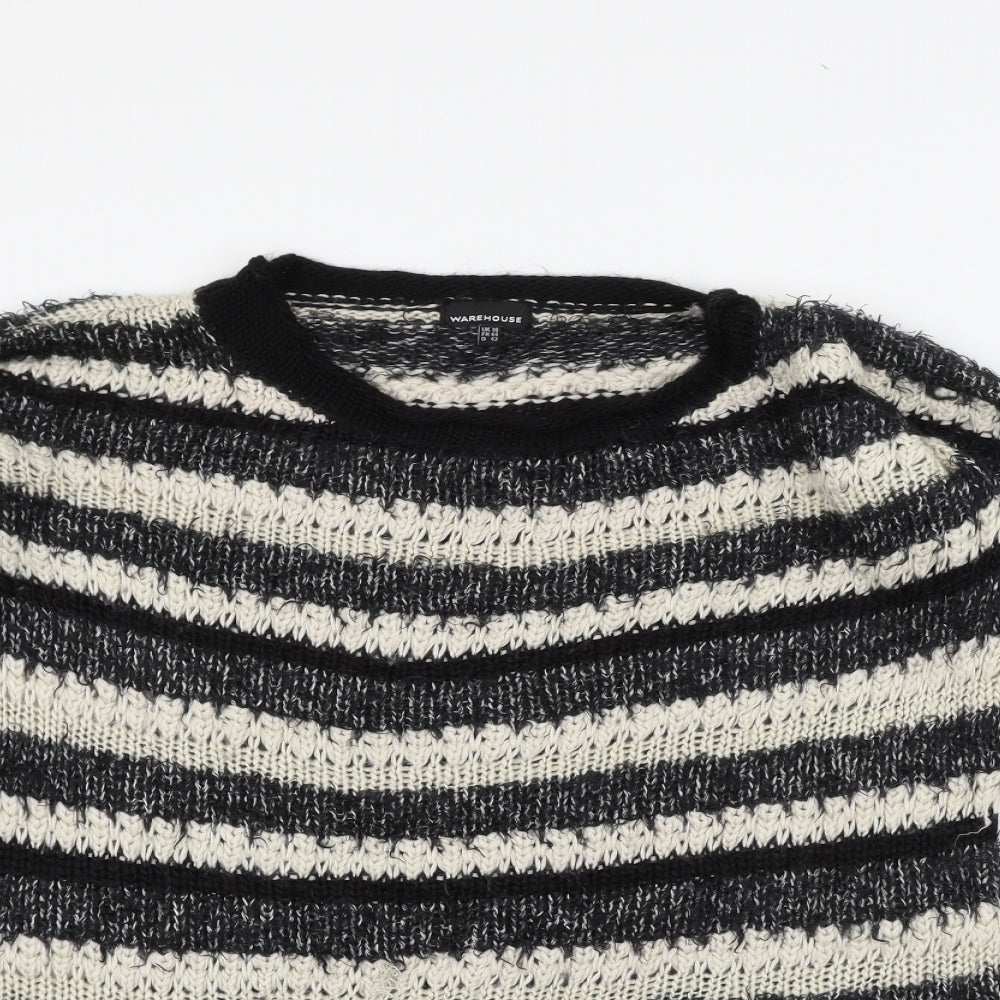 Warehouse Womens White Striped  Pullover Jumper Size 16