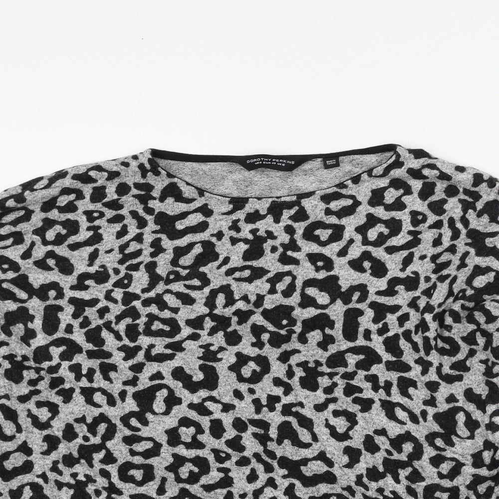 Dorothy Perkins Womens Grey Animal Print  Pullover Jumper Size 12