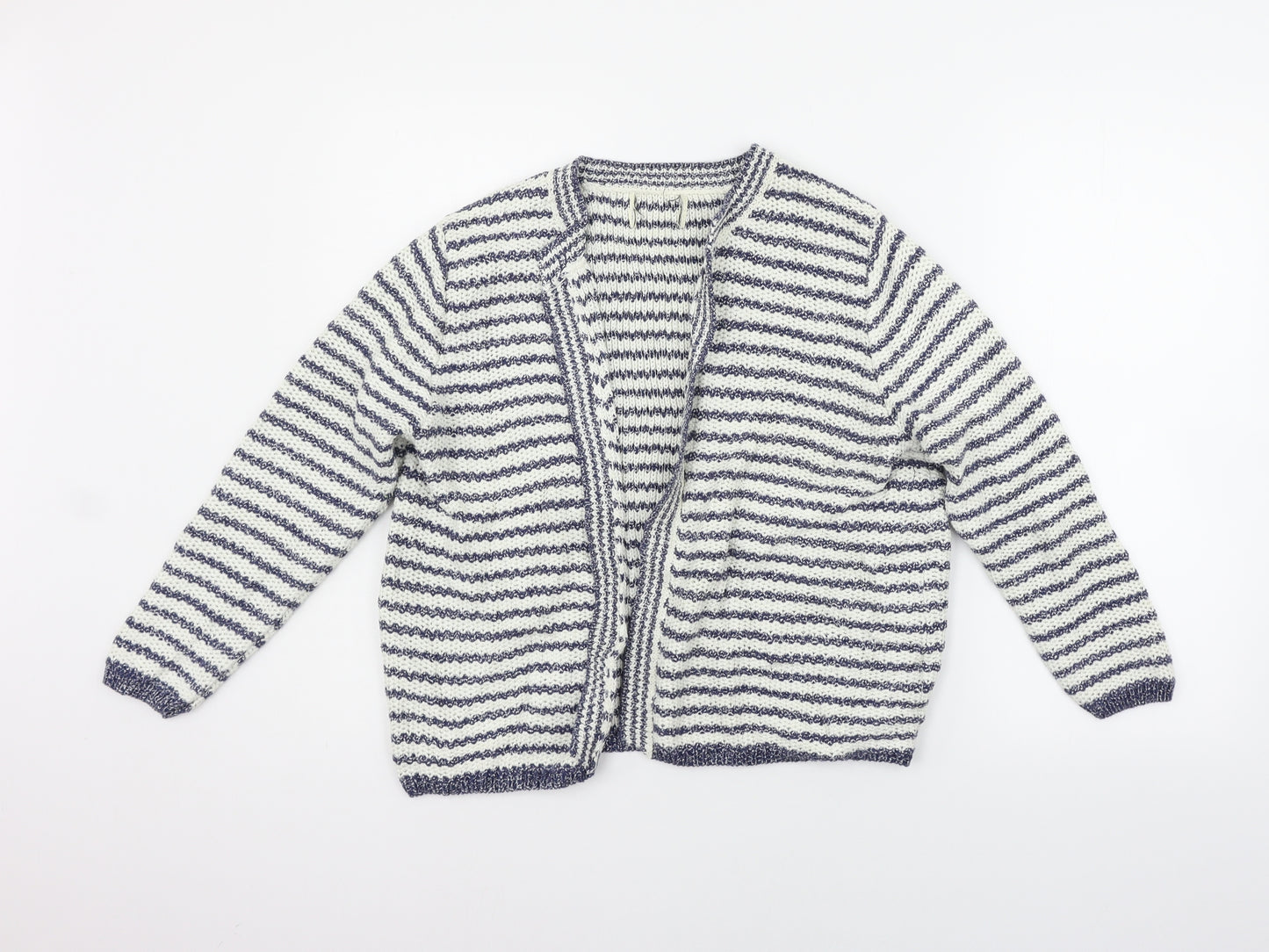 Matalan Womens Blue Striped  Cardigan Jumper Size 18