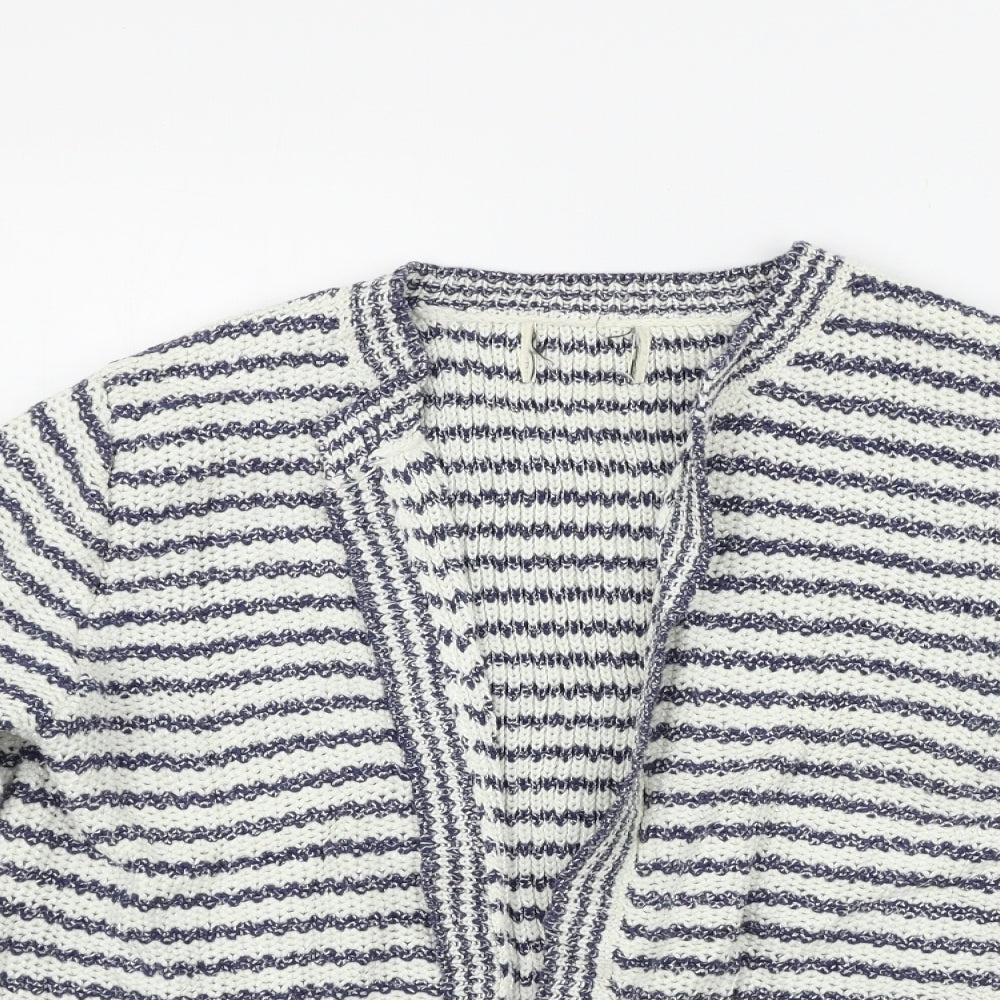 Matalan Womens Blue Striped  Cardigan Jumper Size 18
