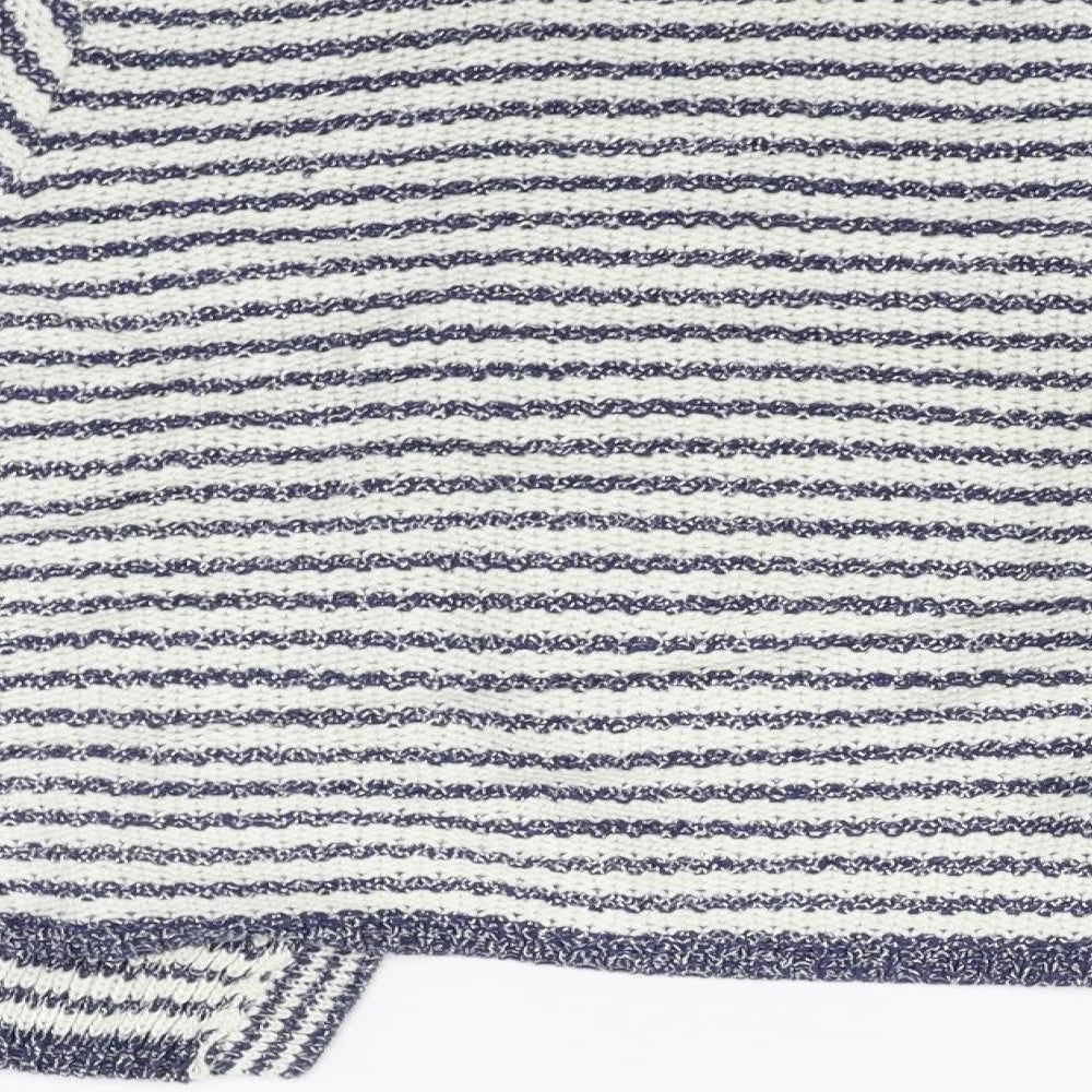 Matalan Womens Blue Striped  Cardigan Jumper Size 18