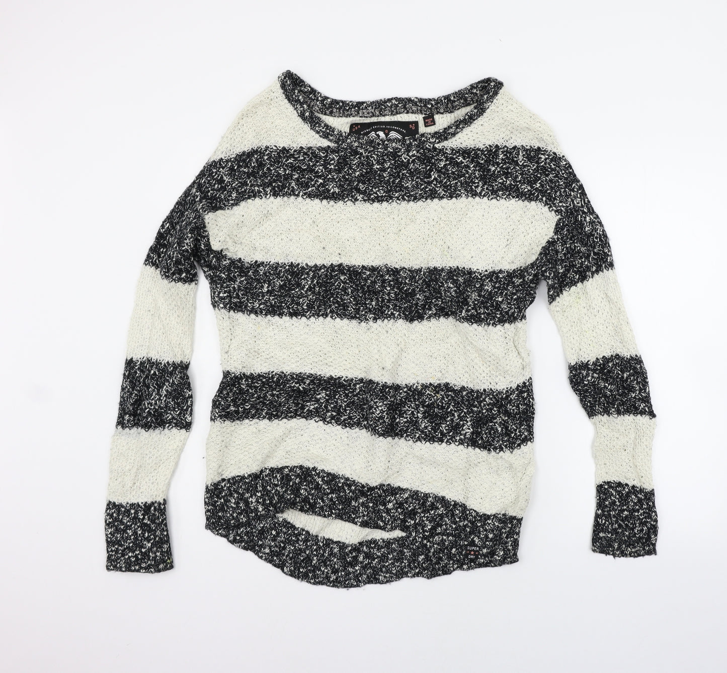 Superdry Womens Beige Striped  Pullover Jumper Size M