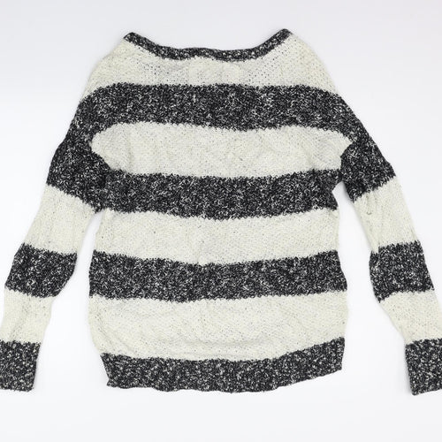 Superdry Womens Beige Striped  Pullover Jumper Size M