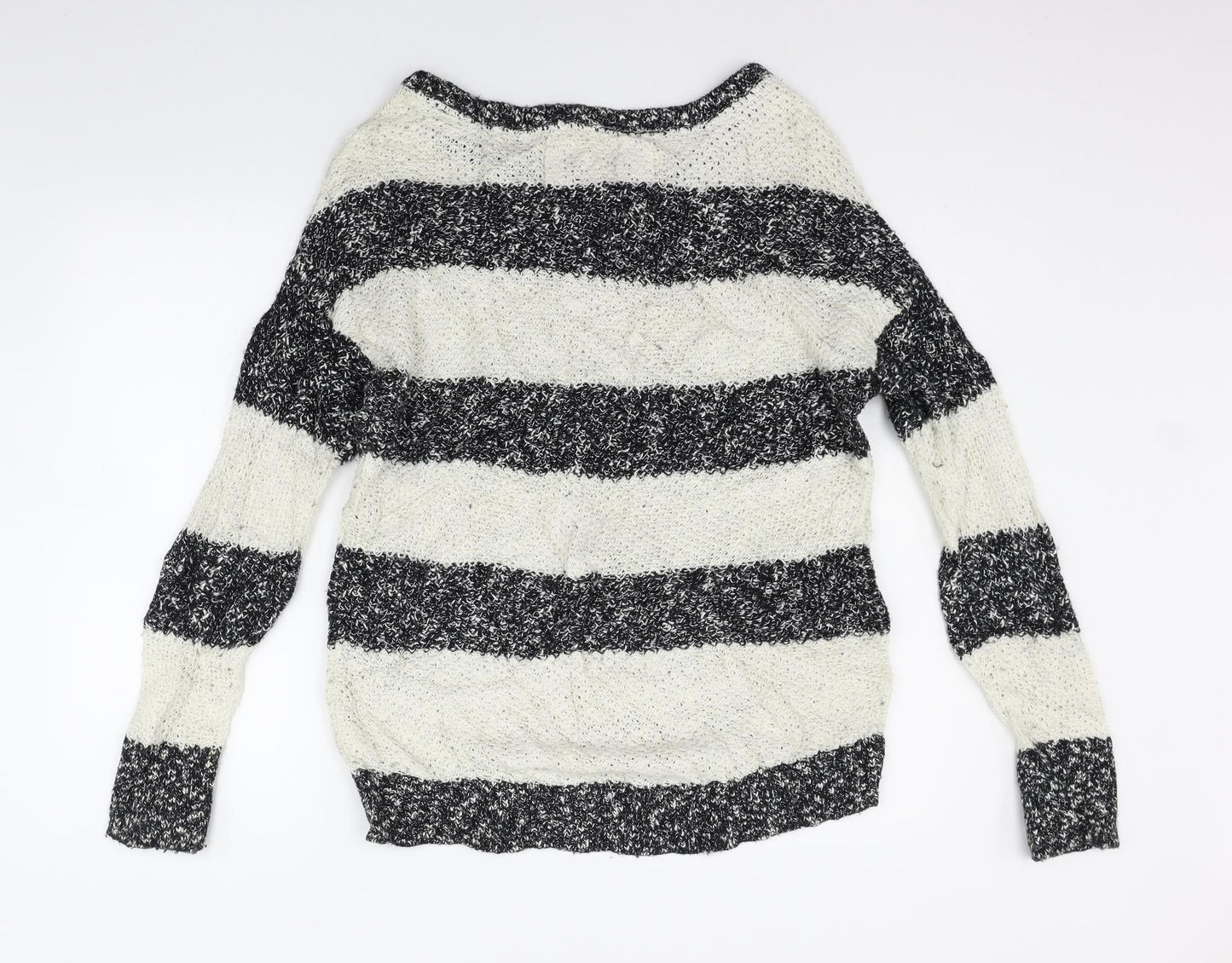 Superdry Womens Beige Striped  Pullover Jumper Size M