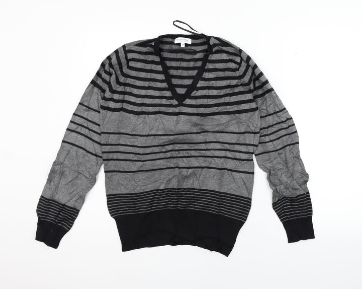 Debenhams Womens Grey Striped Pullover Jumper Size 14