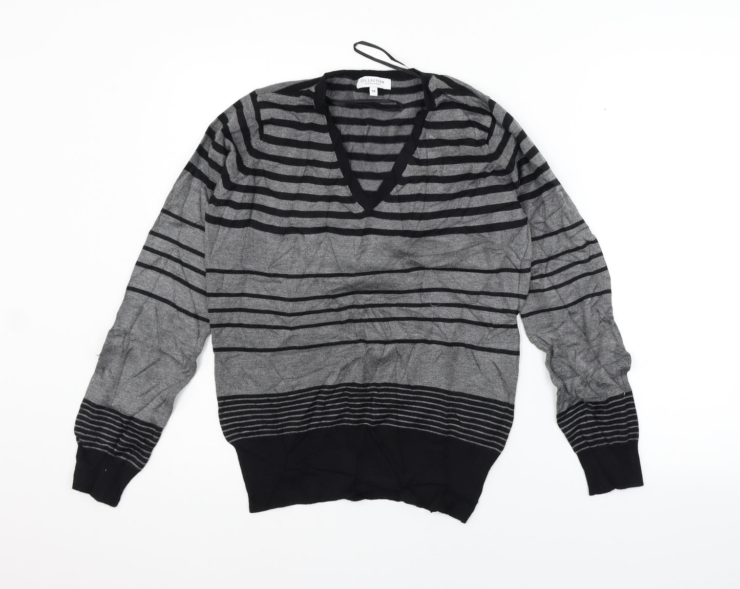Debenhams Womens Grey Striped  Pullover Jumper Size 14