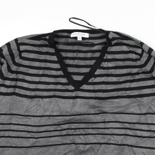 Debenhams Womens Grey Striped  Pullover Jumper Size 14