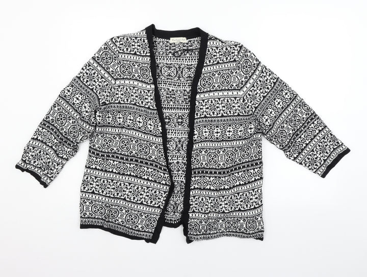 F&F Womens Grey Geometric Cardigan Jumper Size 14