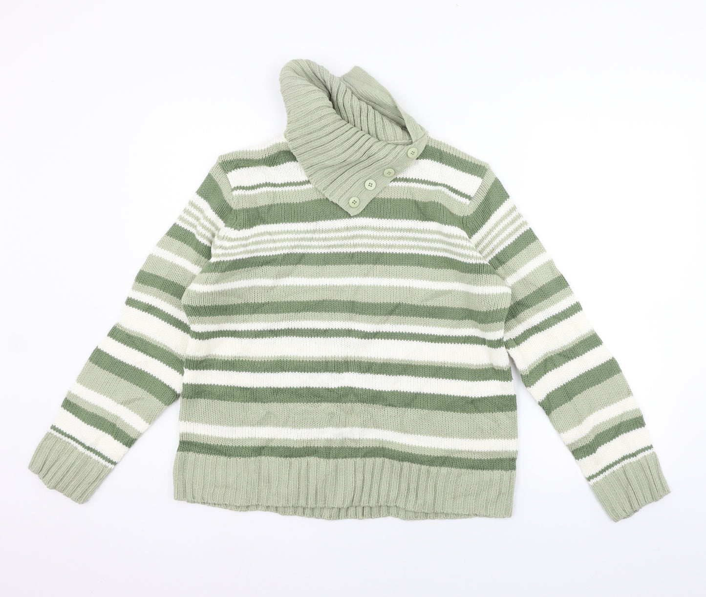 Bonmarché Womens Green Striped  Pullover Jumper Size M
