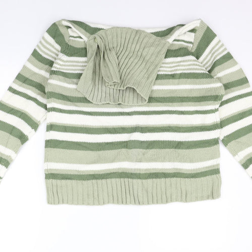 Bonmarché Womens Green Striped  Pullover Jumper Size M