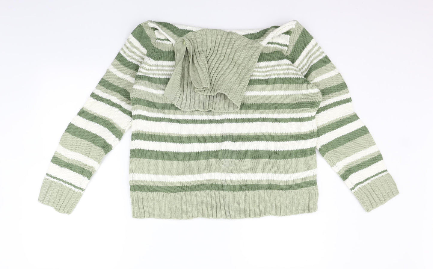 Bonmarché Womens Green Striped  Pullover Jumper Size M