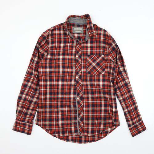 Avenue Mens Red Check   Button-Up Size M