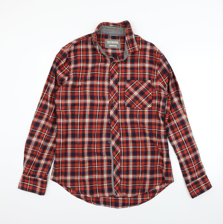 Avenue Mens Red Check   Button-Up Size M