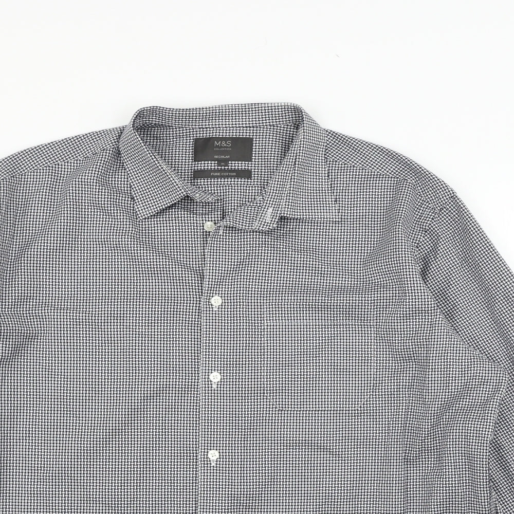 Marks and Spencer Mens Grey    Button-Up Size XL