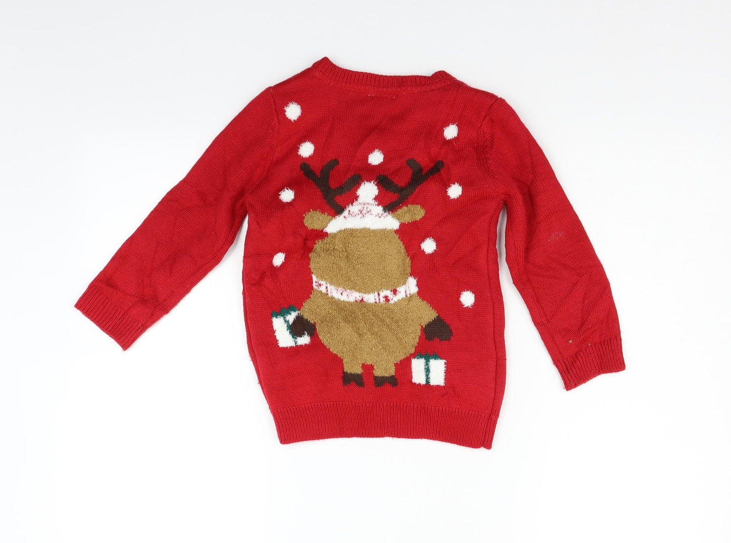 F&F Girls Red   Pullover Jumper Size 5-6 Years  - christams