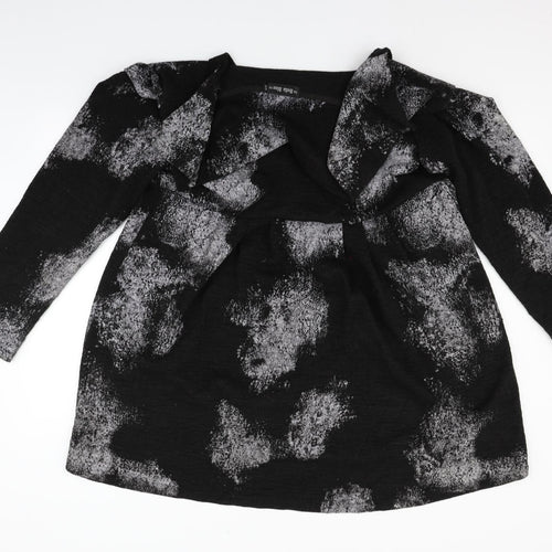 Bella Blue Womens Black Geometric  Cardigan Jumper Size M