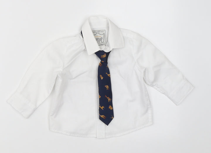 Monsoon Boys White Basic Button-Up Size 6-9 Months