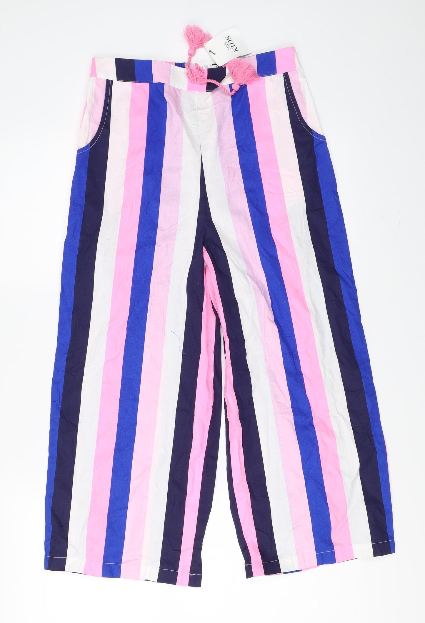 Marks and Spencer Girls Pink Striped  Top Pyjama Pants Size 13-14 Years