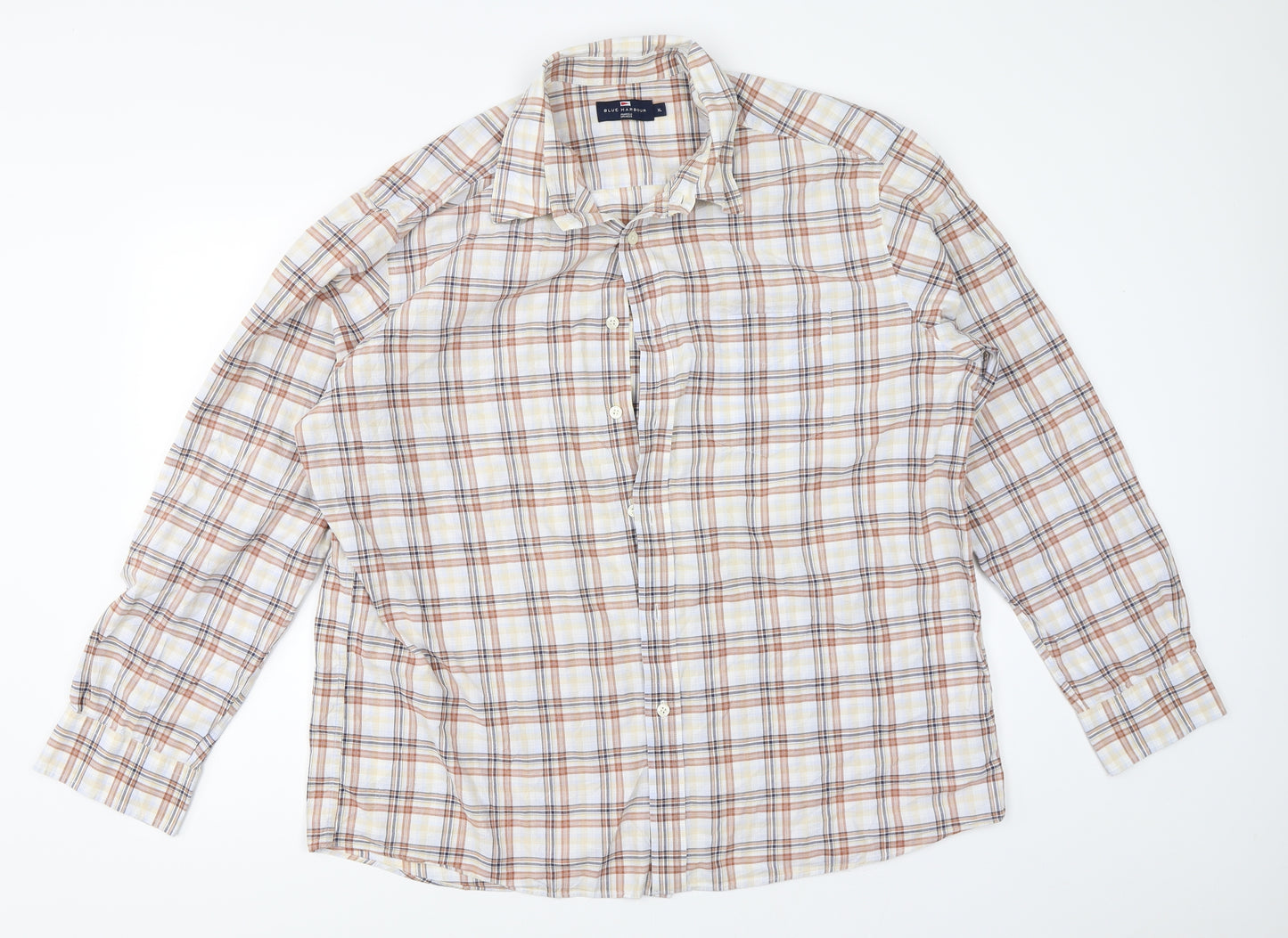 Blue Harbour Mens Ivory Check   Button-Up Size XL