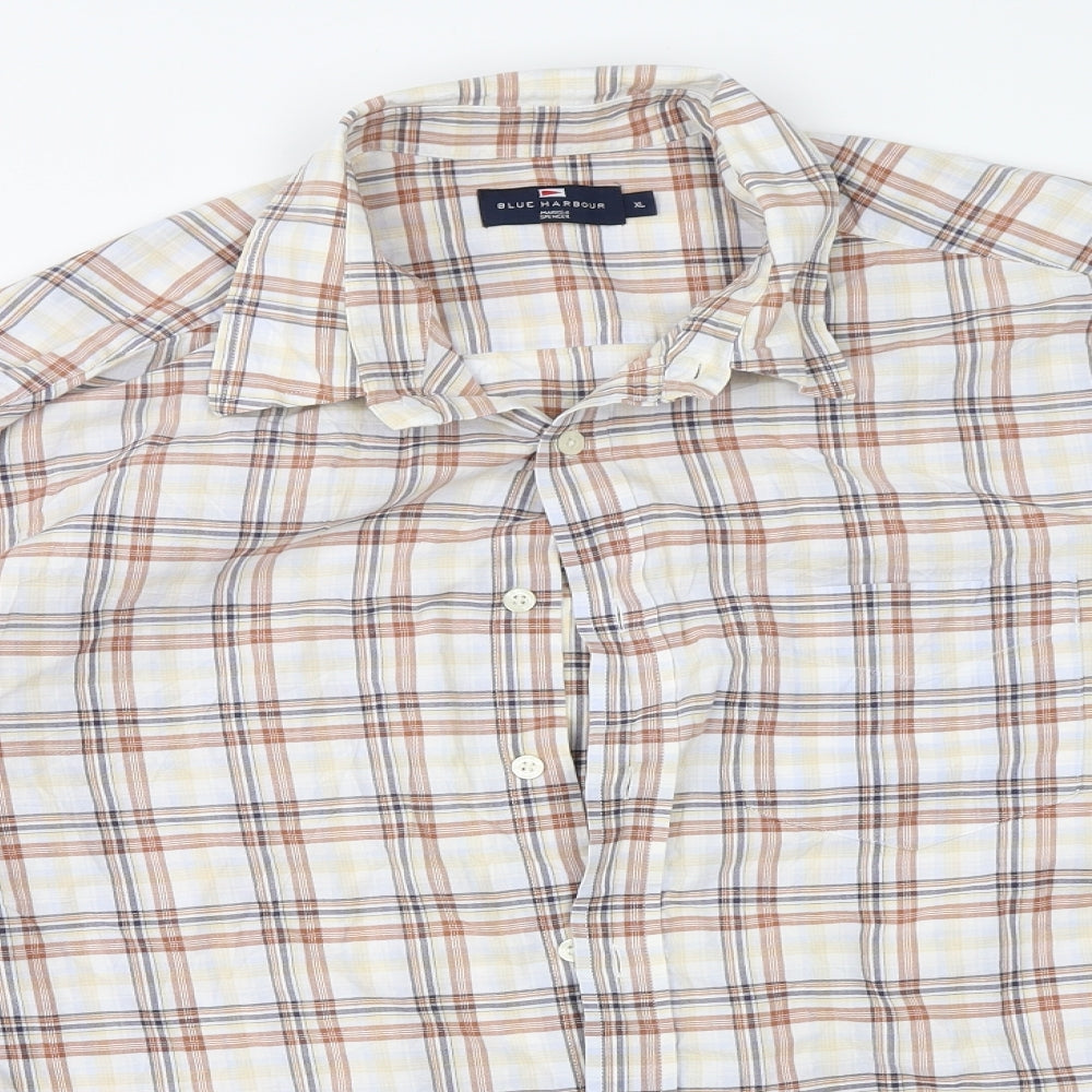 Blue Harbour Mens Ivory Check   Button-Up Size XL