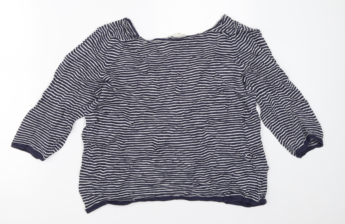 Eileen Fisher Womens Blue Striped  Pullover Jumper Size M