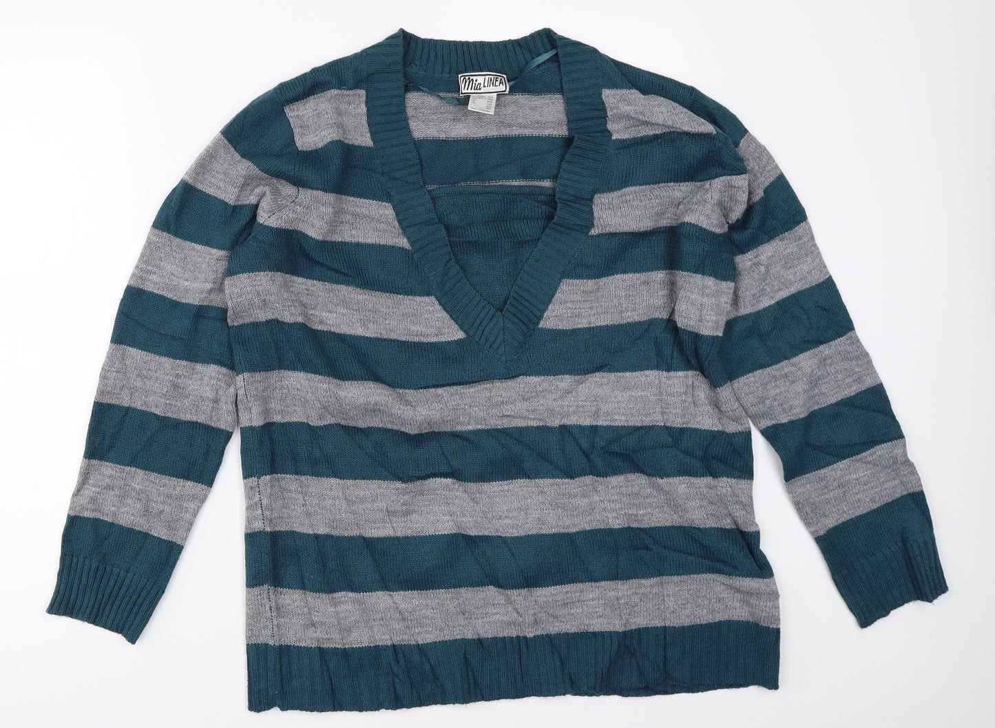 Mia Linea Womens Blue Striped  Pullover Jumper Size 18