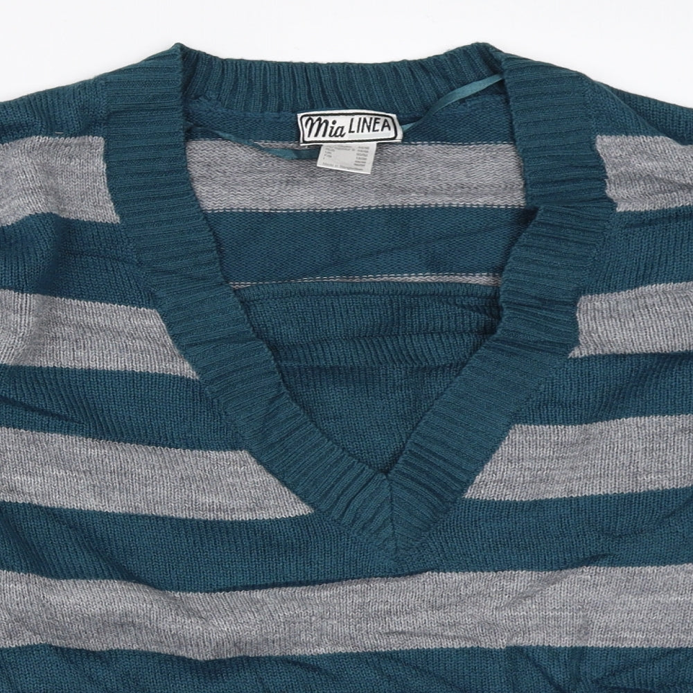 Mia Linea Womens Blue Striped  Pullover Jumper Size 18
