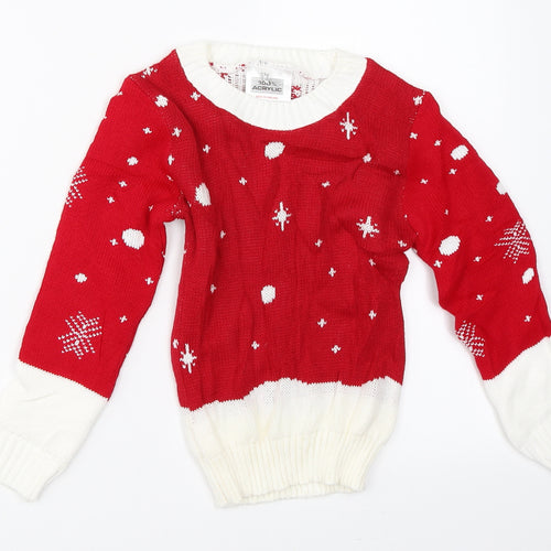 Preworn Boys Red   Pullover Jumper Size 3-4 Years