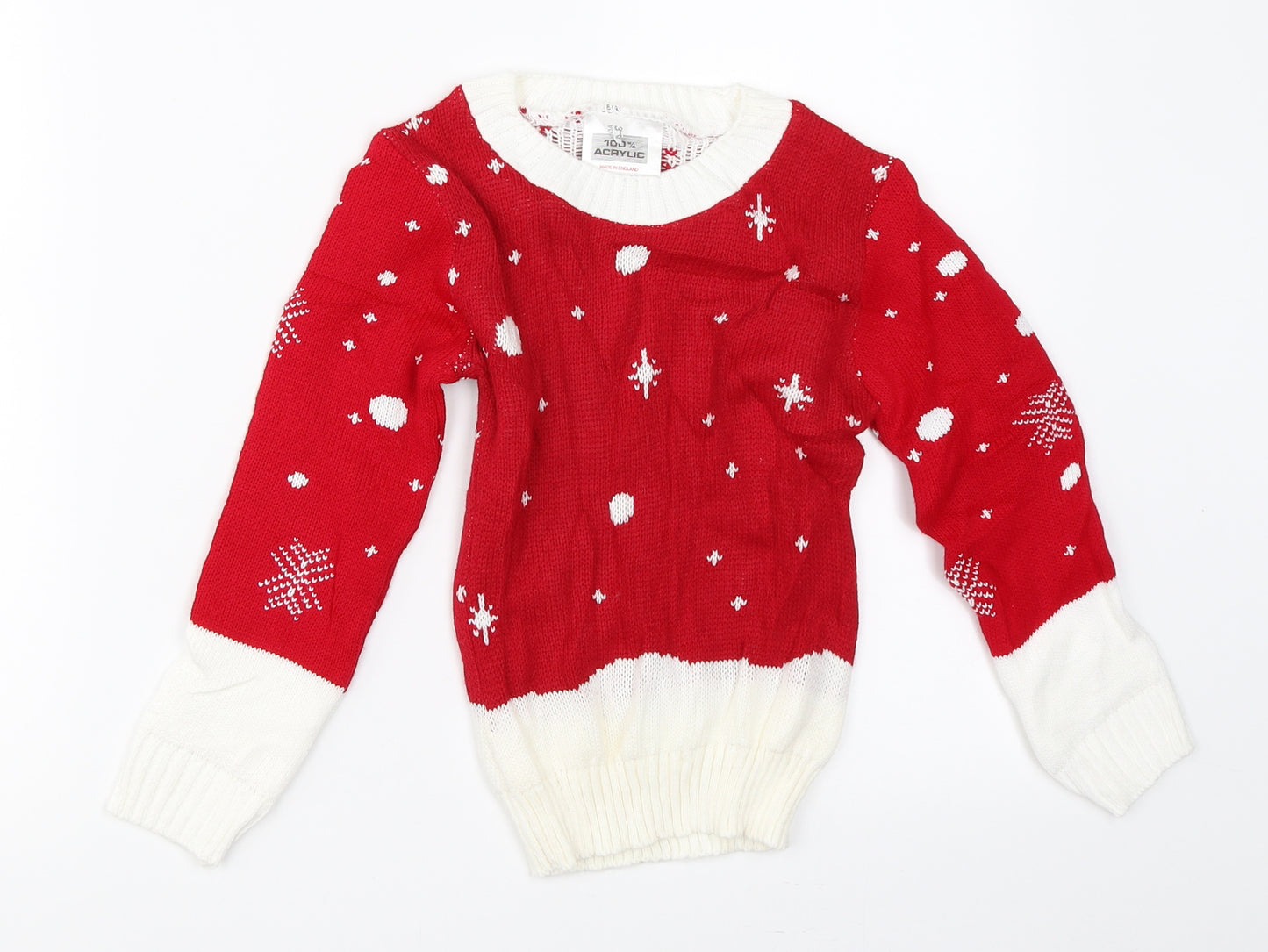 Preworn Boys Red   Pullover Jumper Size 3-4 Years