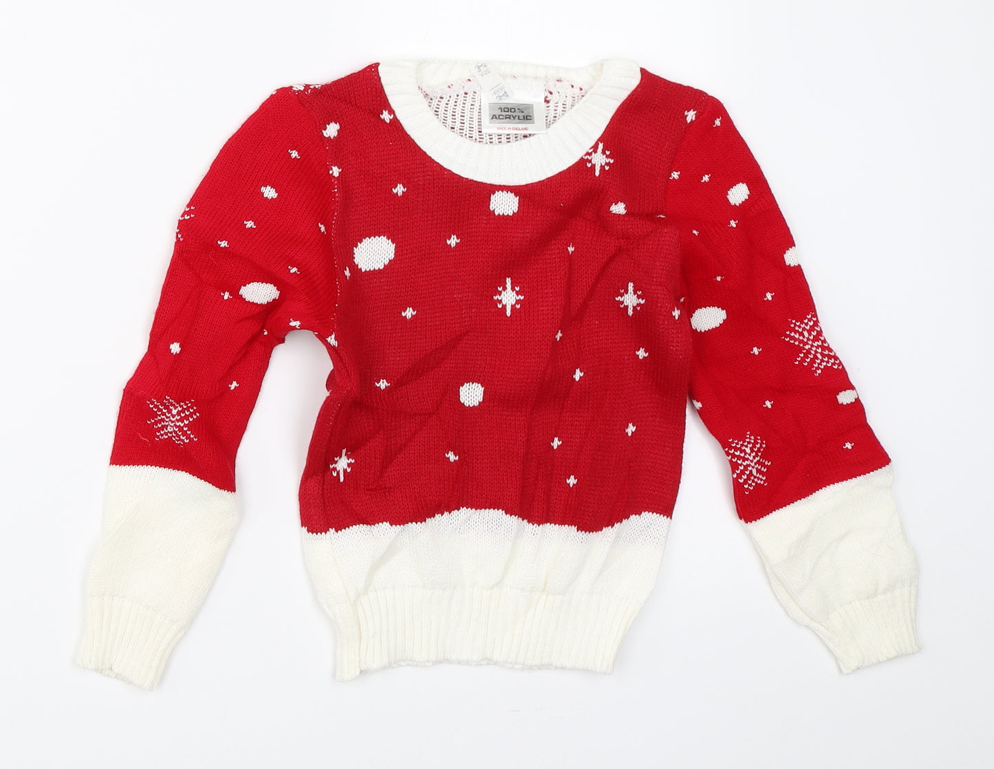 Preworn Boys Red   Pullover Jumper Size 3-4 Years