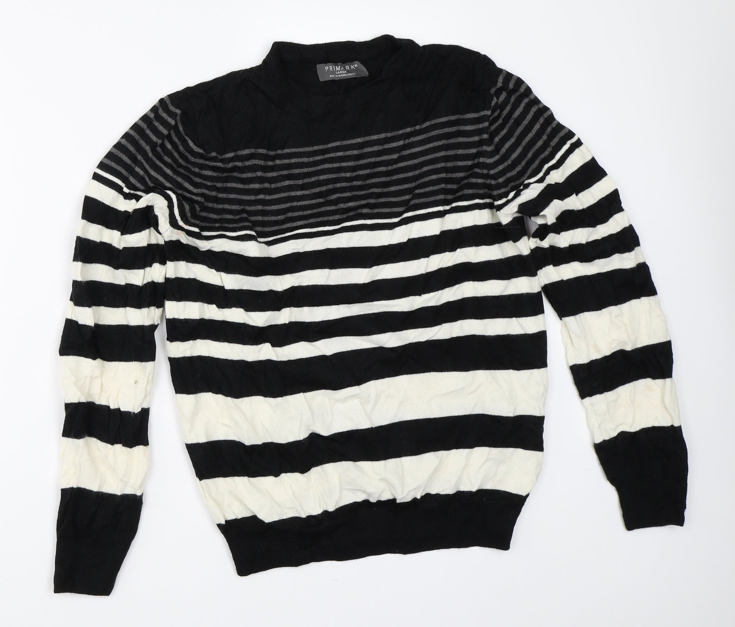 Primark Womens Black Striped  Pullover Jumper Size L