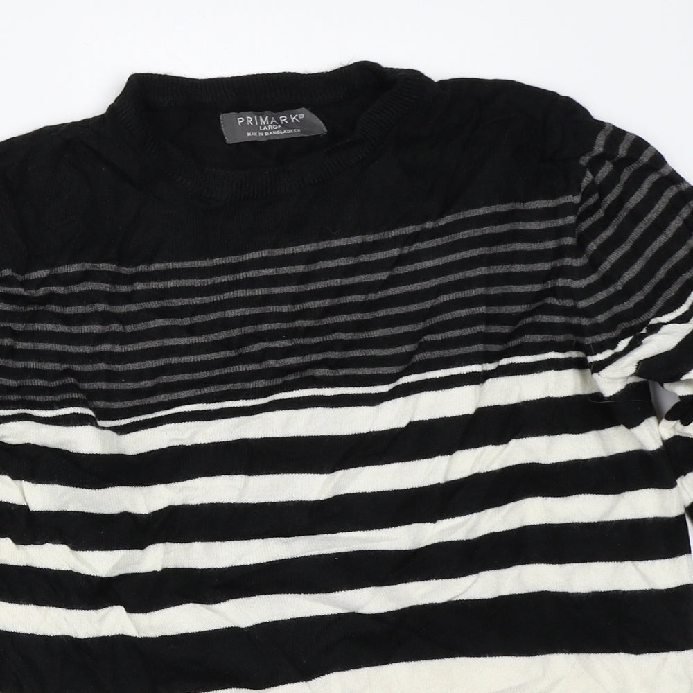 Primark Womens Black Striped  Pullover Jumper Size L