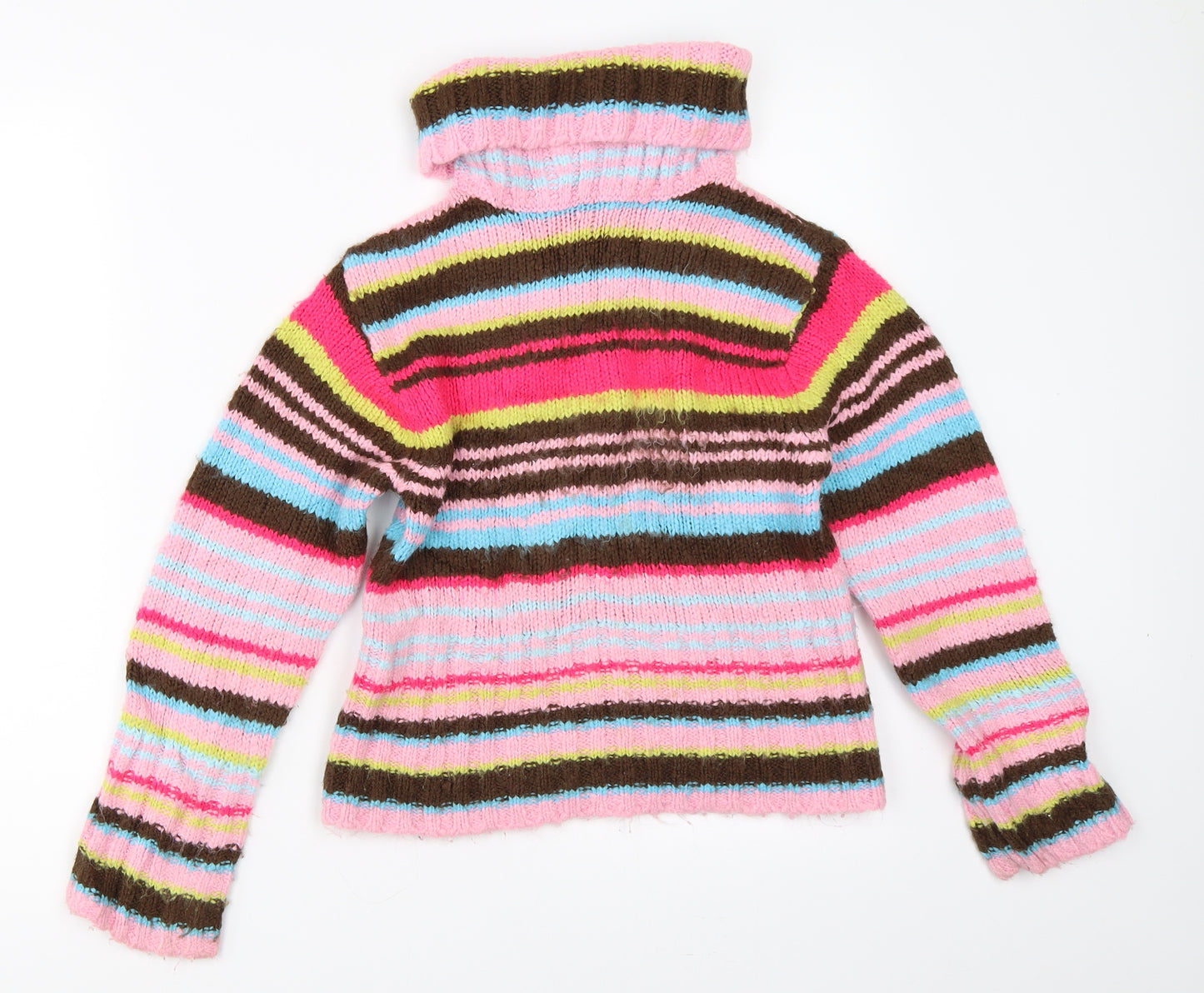 H&M Girls Pink Striped  Pullover Jumper Size 9-10 Years