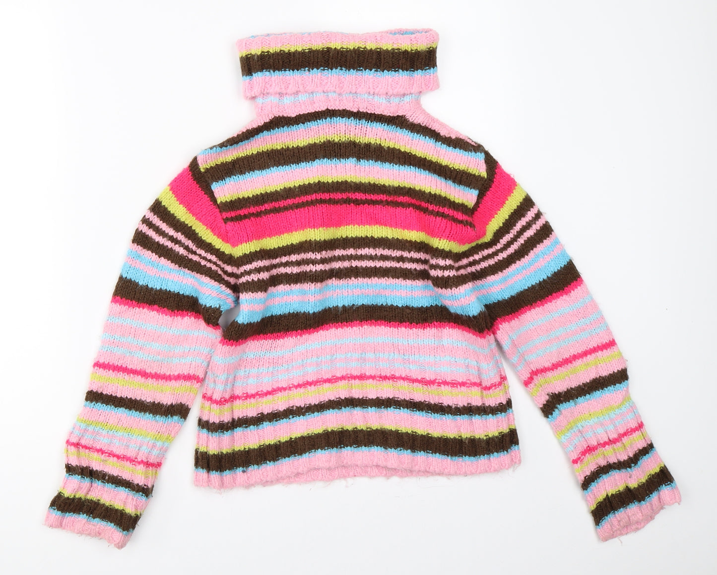 H&M Girls Pink Striped  Pullover Jumper Size 9-10 Years