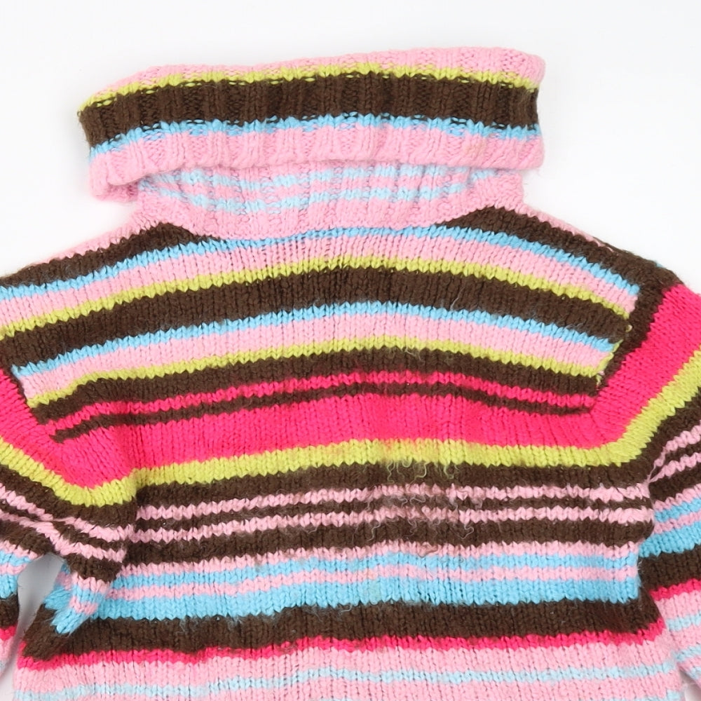 H&M Girls Pink Striped  Pullover Jumper Size 9-10 Years