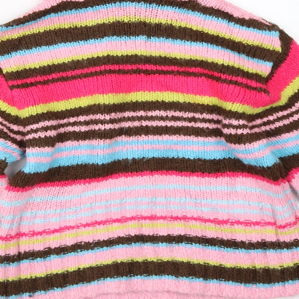 H&M Girls Pink Striped  Pullover Jumper Size 9-10 Years