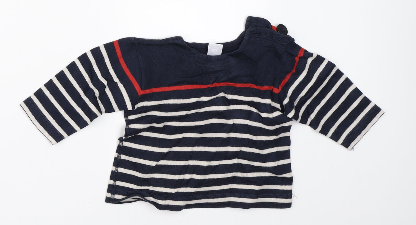 Petit Bateau Baby Blue Striped  Pullover Jumper Size 12-18 Months