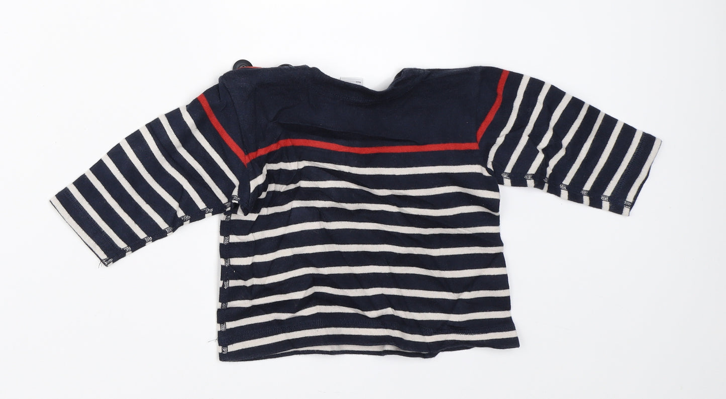 Petit Bateau Baby Blue Striped  Pullover Jumper Size 12-18 Months
