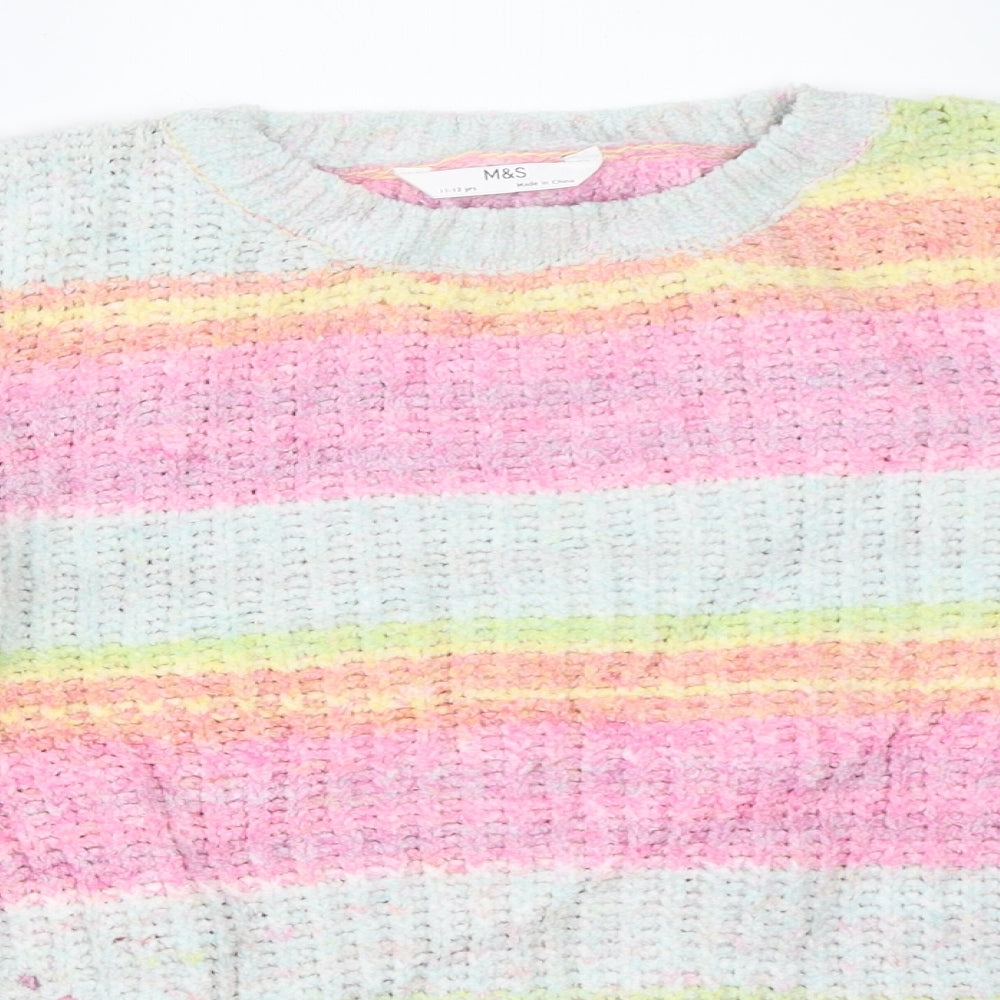 Marks and Spencer Girls Pink   Pullover Jumper Size 11-12 Years