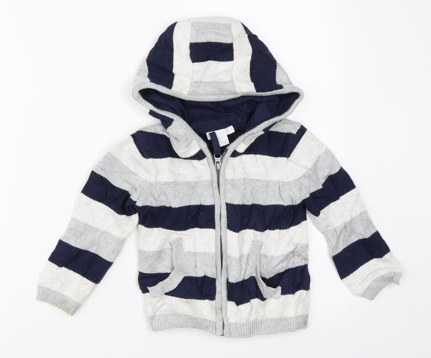 The Little White Company Boys Blue Striped  Jacket  Size 18-24 Months