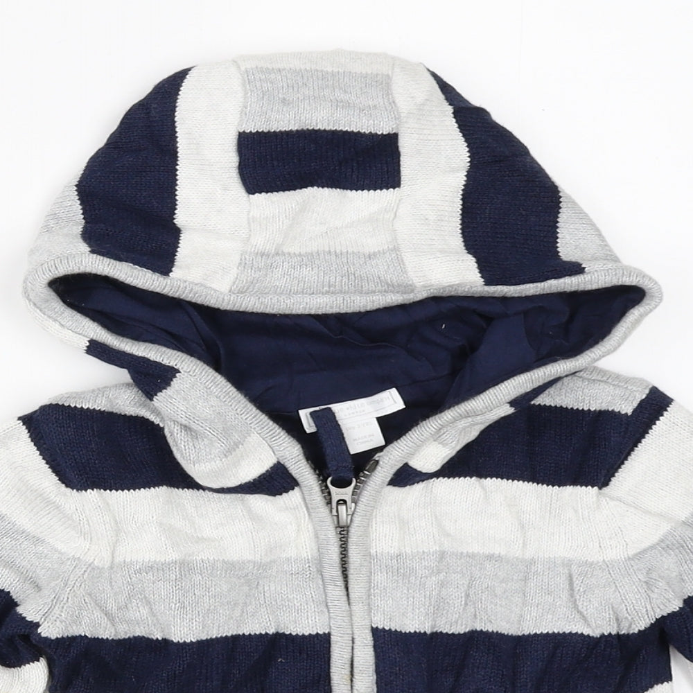 The Little White Company Boys Blue Striped  Jacket  Size 18-24 Months