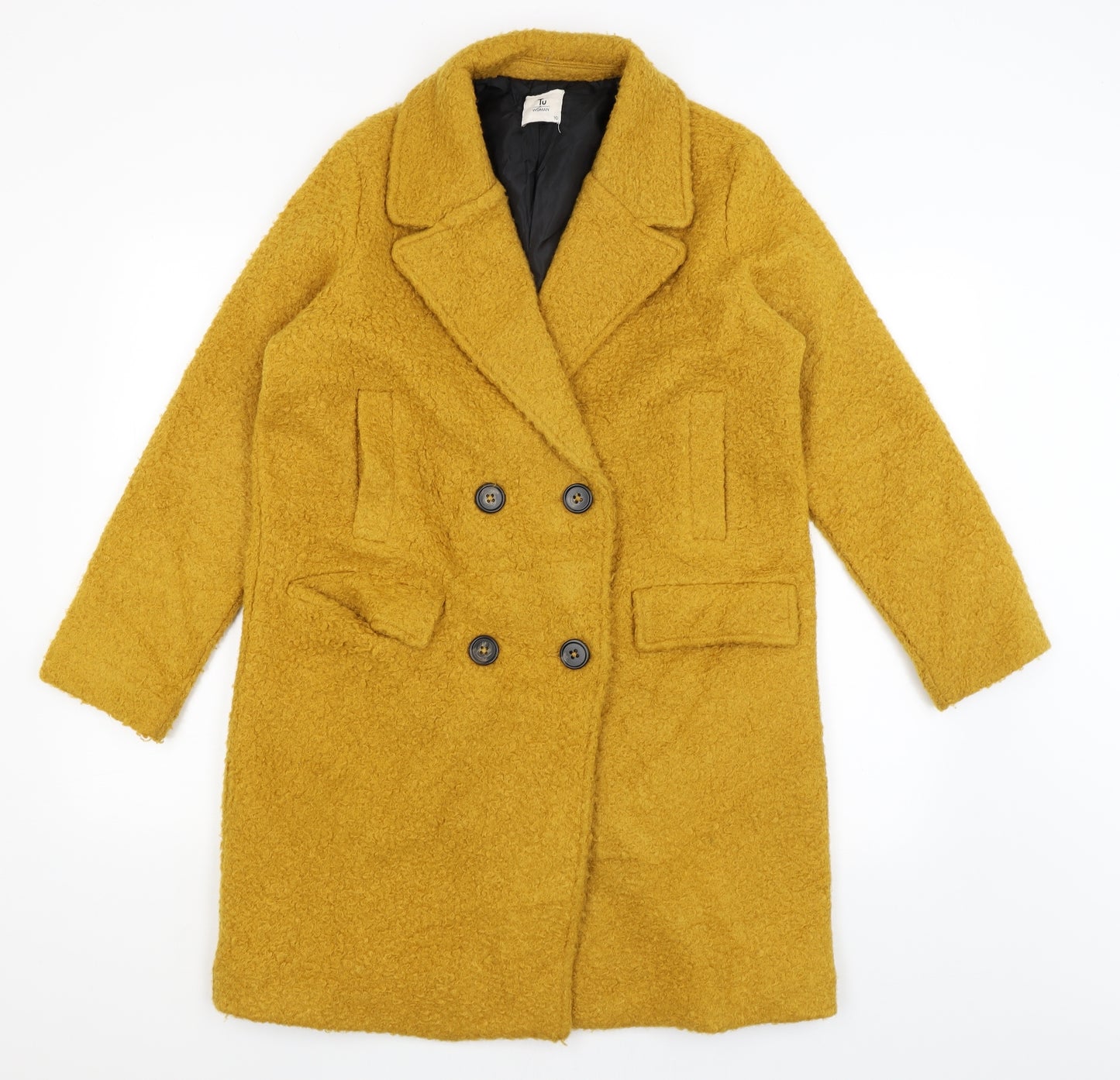 TU Womens Yellow   Overcoat Coat Size 10